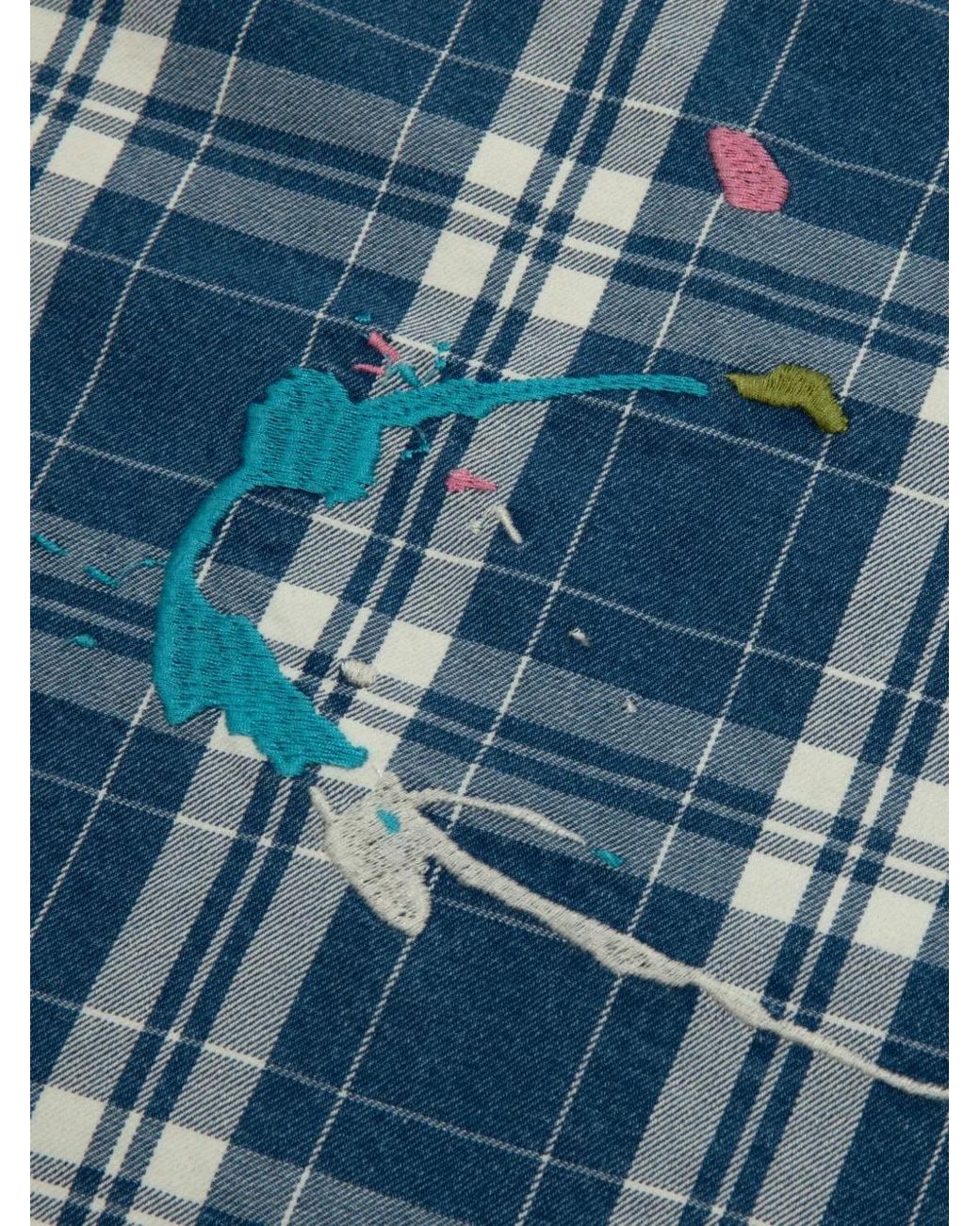 Aape By A Bathing Ape Blue Splatter Plaid Shirt for men