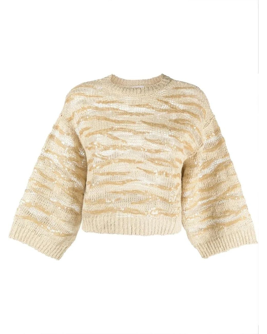 Brunello Cucinelli Multicolor Sequin-Embellished Cropped Jumper
