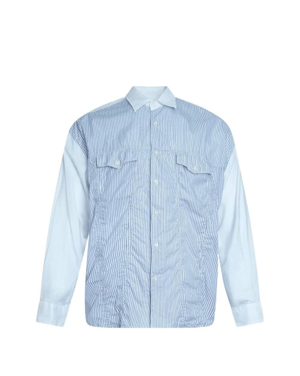 Comme des Garçons Blue Striped Panelled Shirt for men