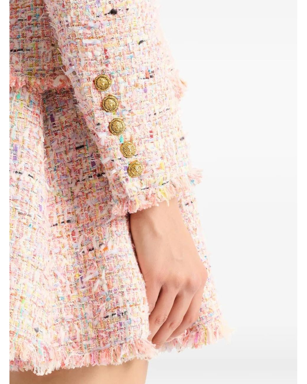 Balmain Tweed Jack Met Twee Knopen in het Pink