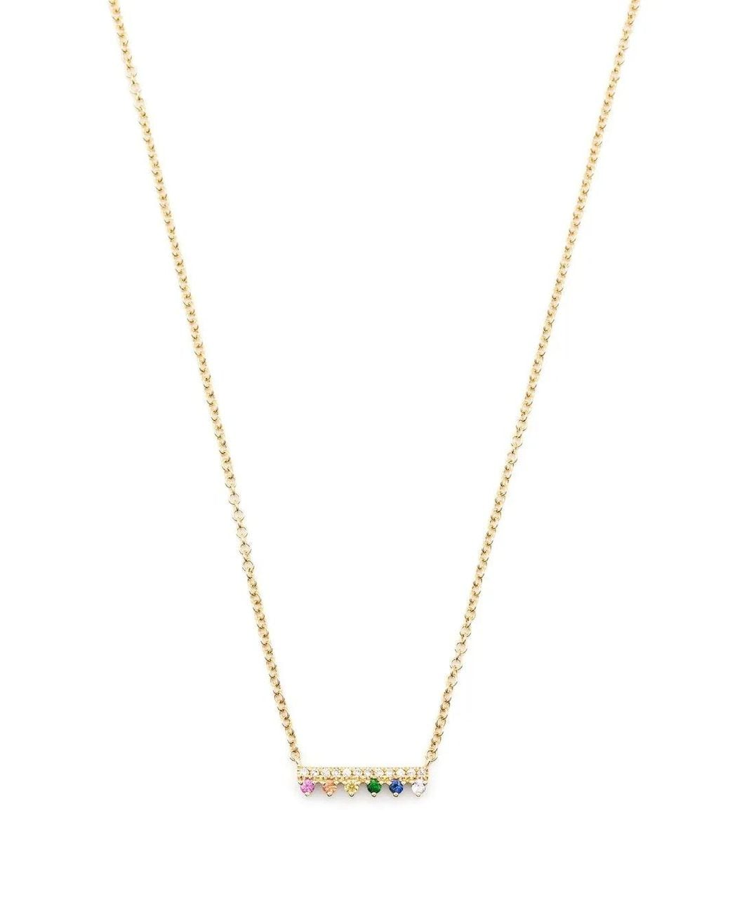 EF Collection Metallic 14Kt Chloe Bar Diamond Gemstone Pendant Necklace