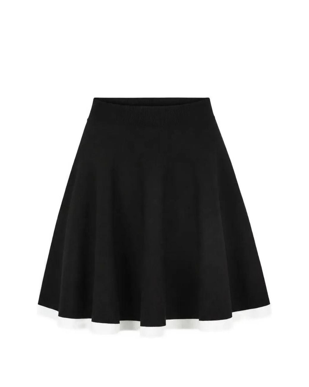Nina Ricci Black Contrasted-Knit Skater-Cut Mini Skirt