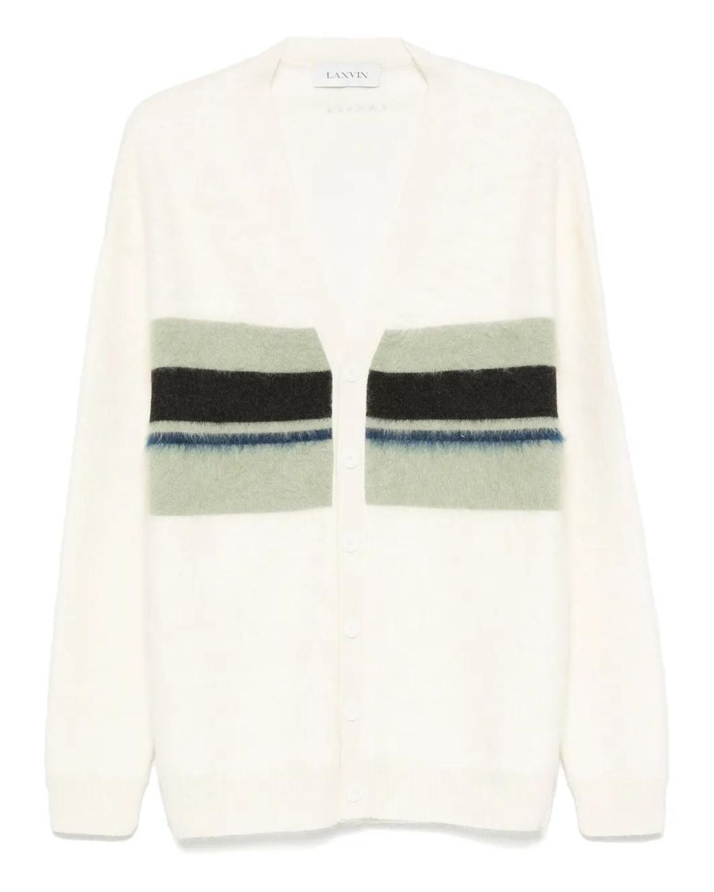 Lanvin White Stripe-Detail Cardigan for men