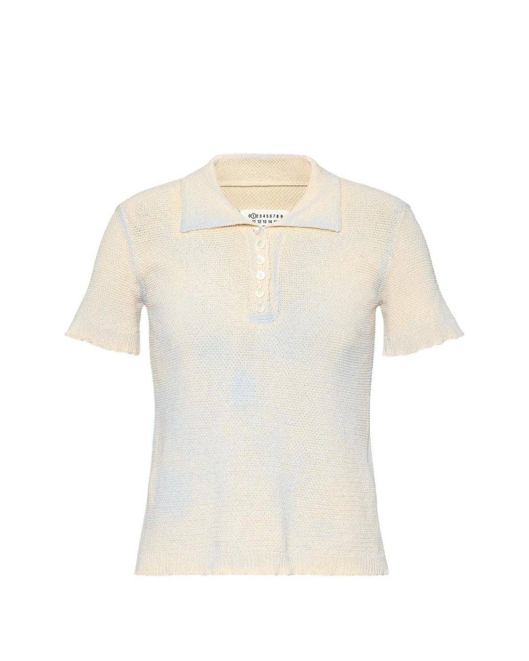 Maison Margiela White Stamped Cotton Knit Polo