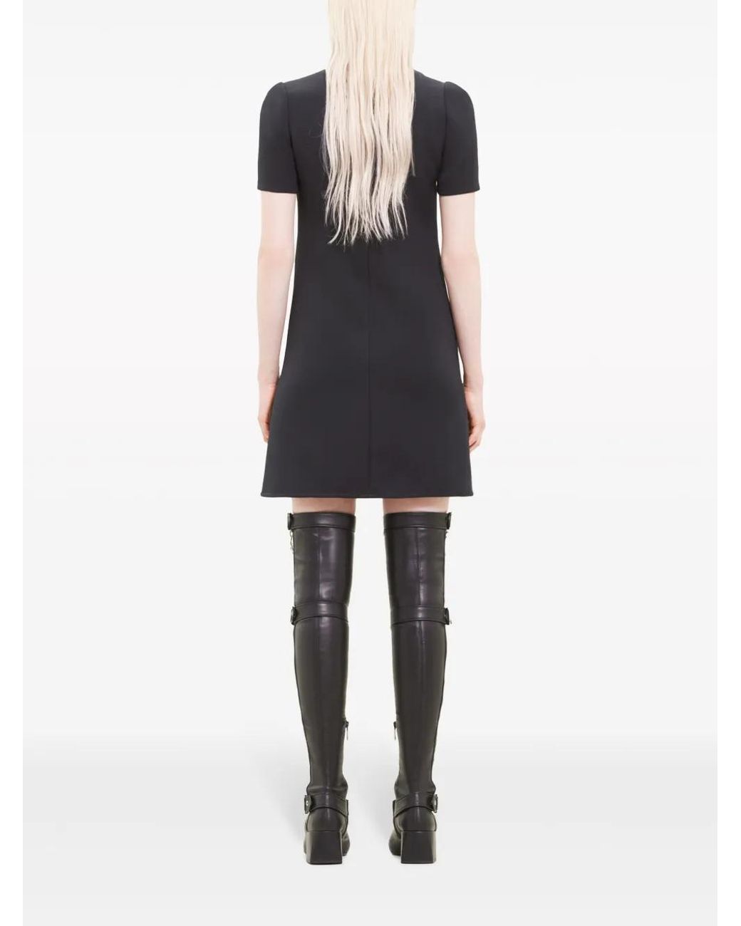 Courreges Black Holistic Buckle-Detail Twill Dress