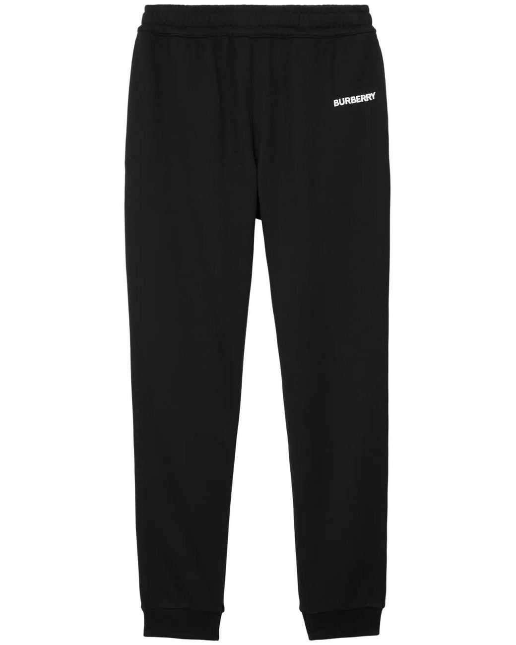Burberry Black Rubberised-Logo Cotton Track Pants for men