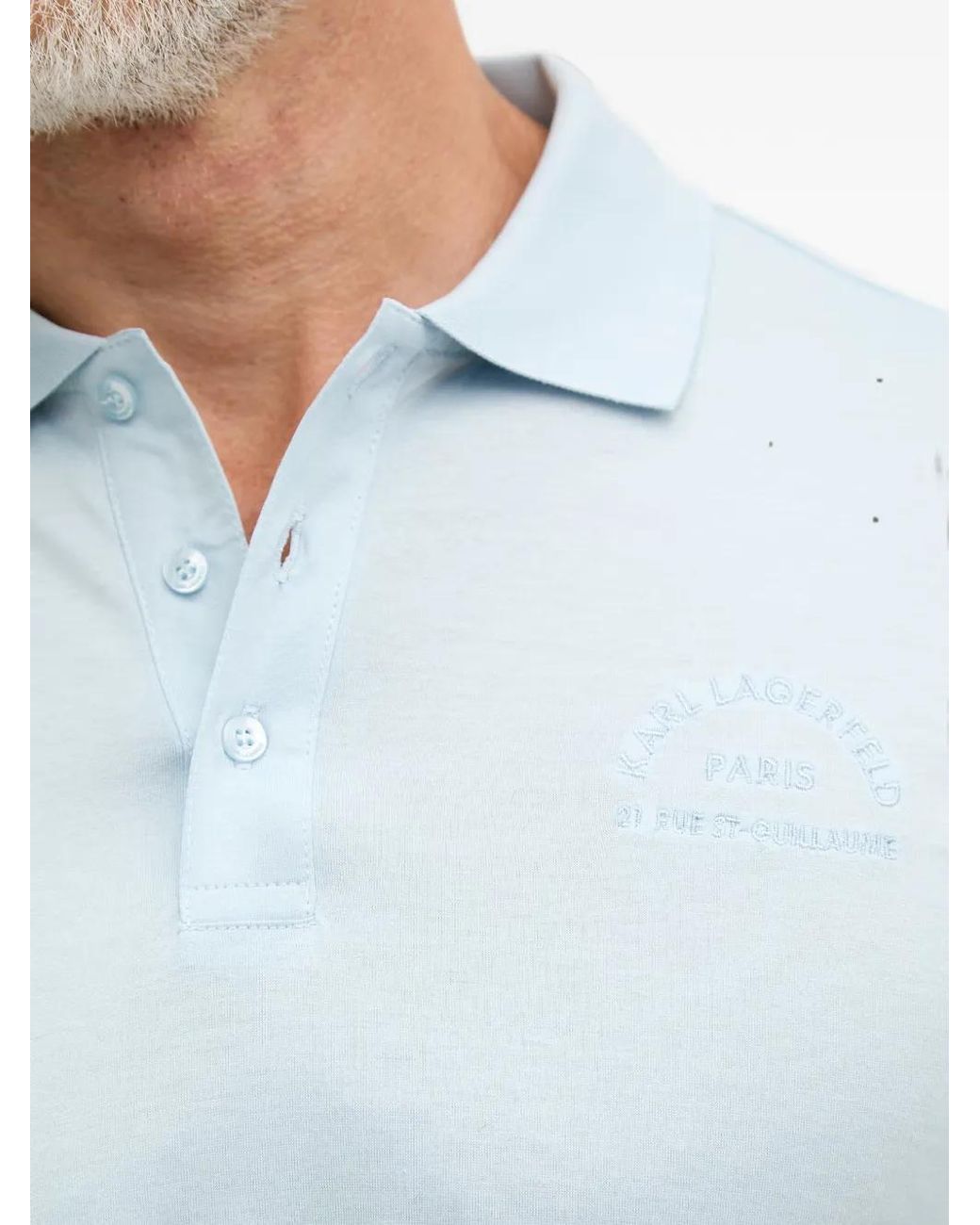 Karl Lagerfeld Blue Logo-Embroidered Polo Shirt for men