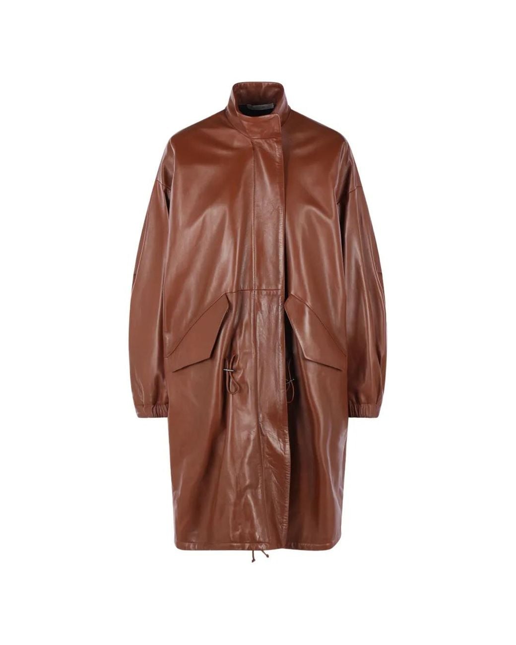 Dusan Brown Lambskin High-Neck Coat