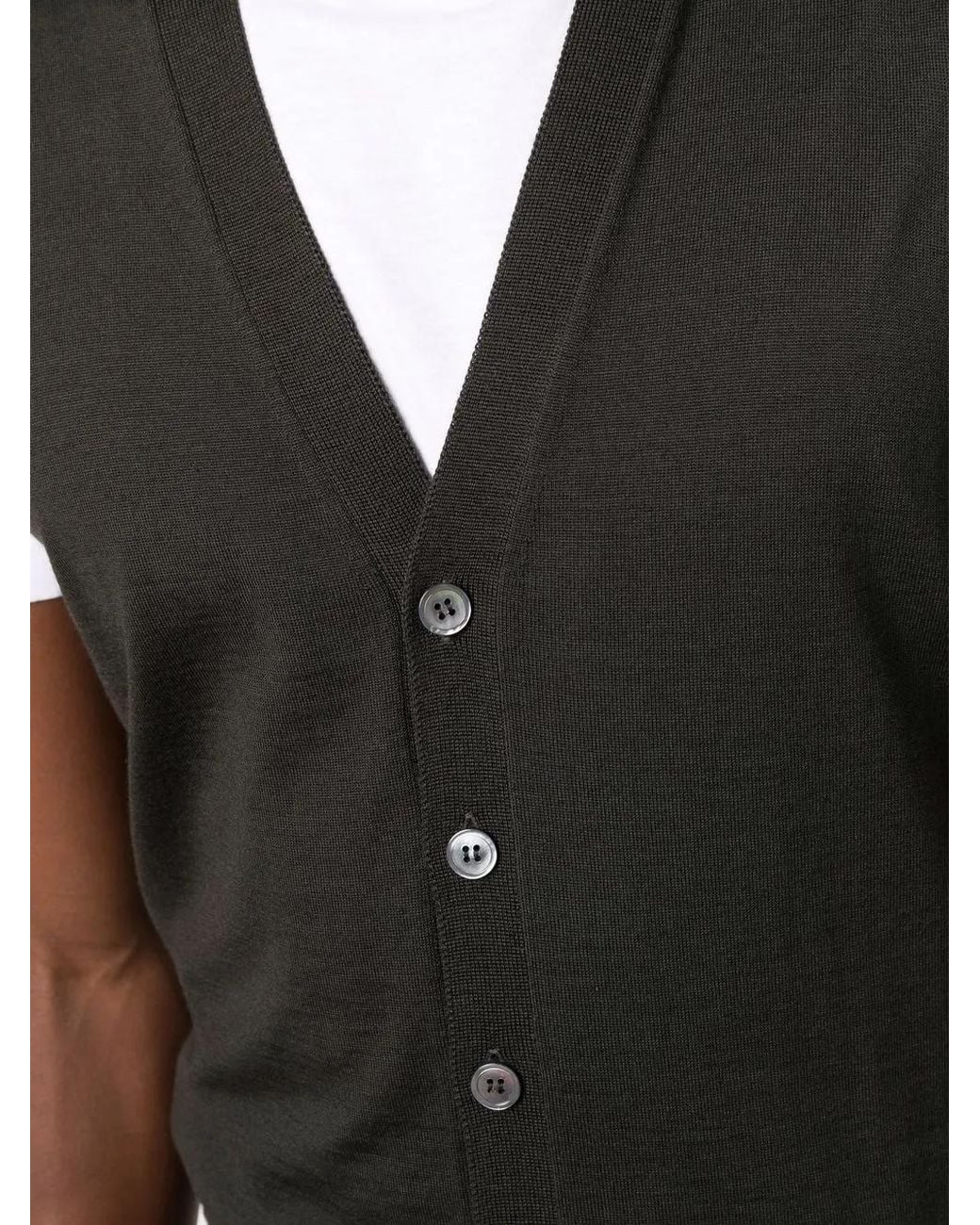 Dell'Oglio Black V-Neck Merino Wool Vest for men