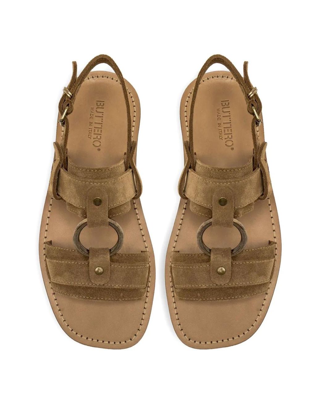 Buttero Brown Ring-Detail Sandals