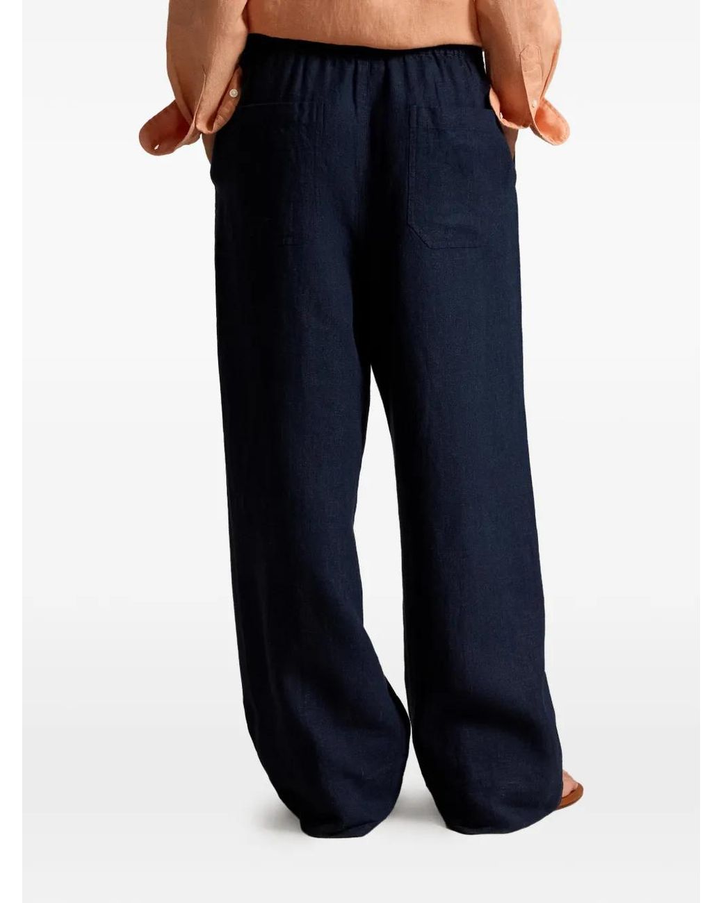 Polo Ralph Lauren Blue Drawstring Linen Trousers