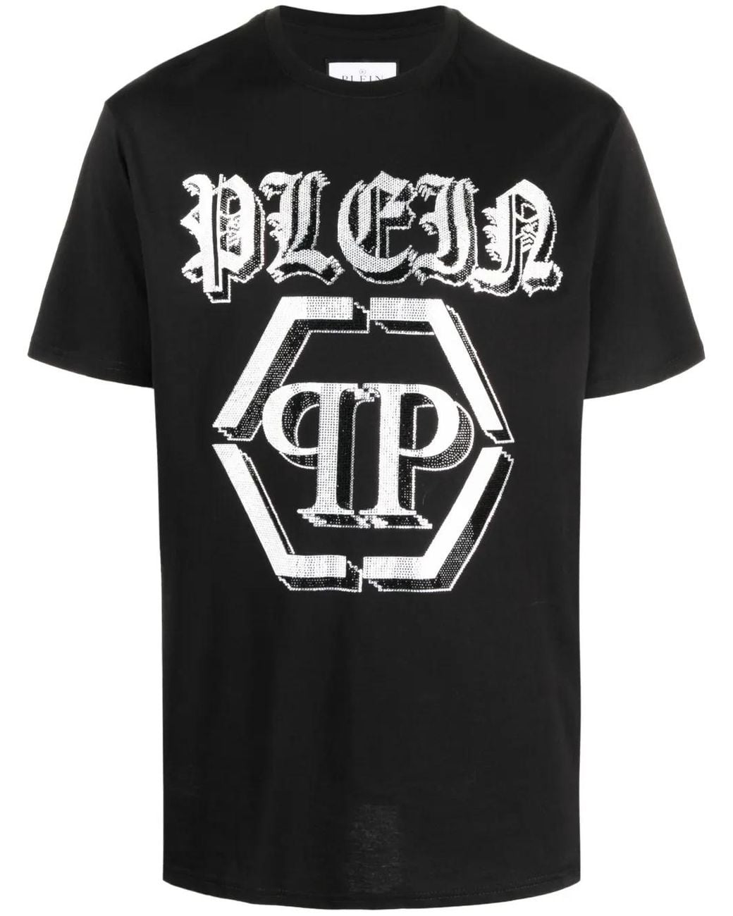 Philipp Plein Black Ss Chrome Round-Neck T-Shirt for men