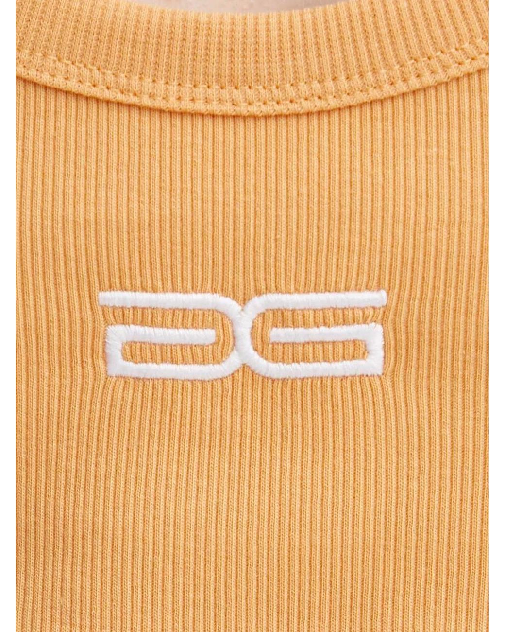 Gestuz Blue Embroidered Ribbed Tank Top