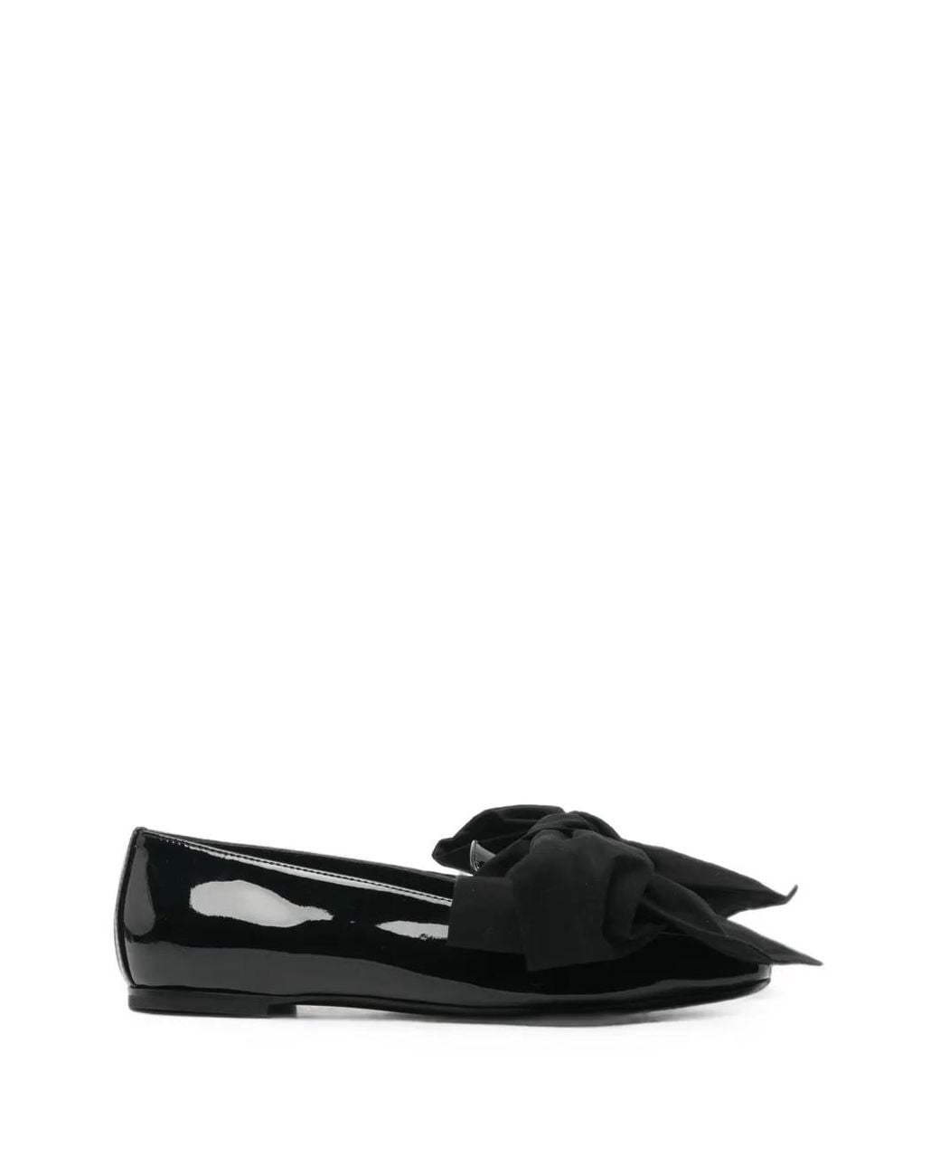 Agl Attilio Giusti Leombruni Black Bow-Detail Leather Ballet Flats