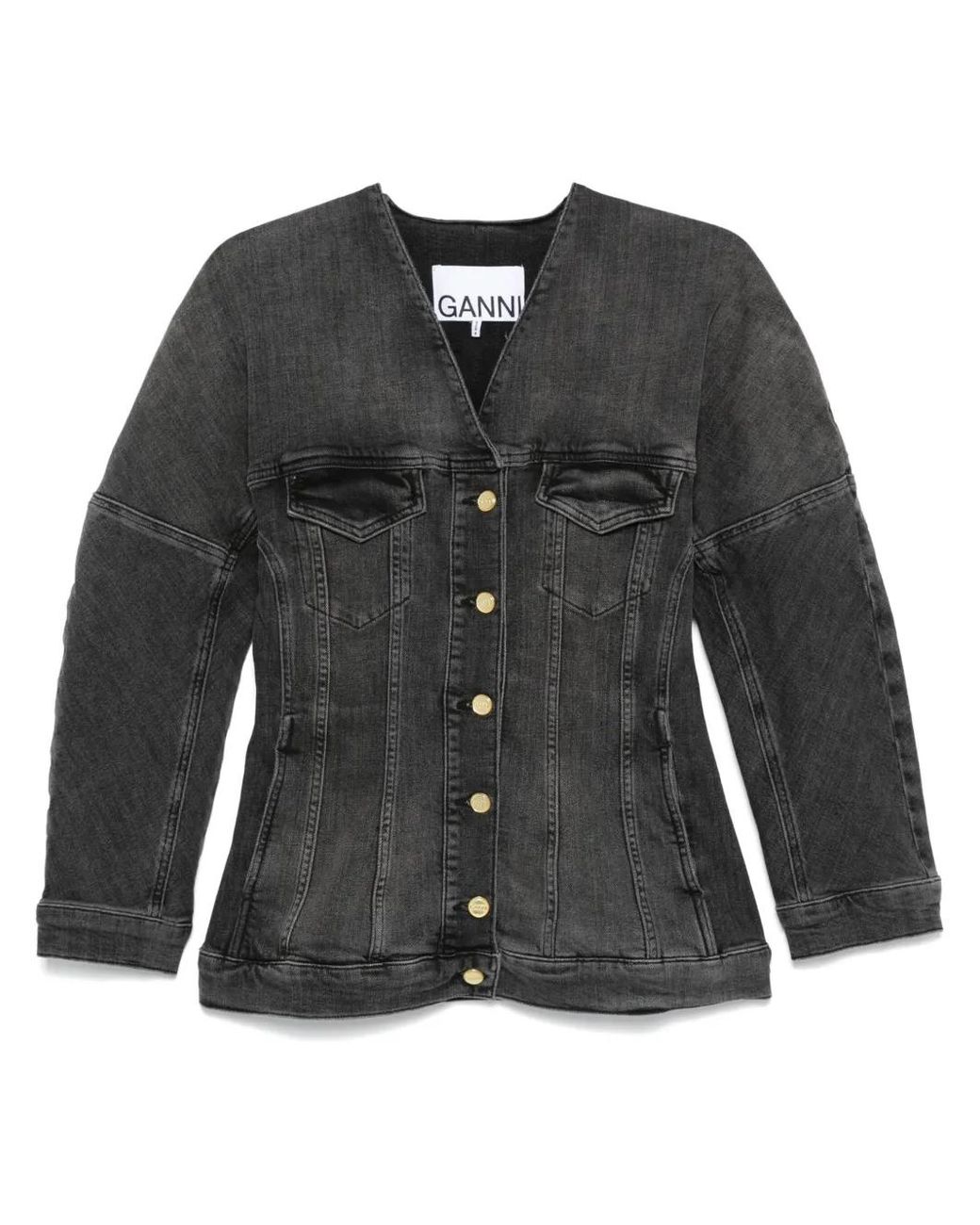 Chaqueta Vaquera Con Efecto Lavado Ganni de color Black