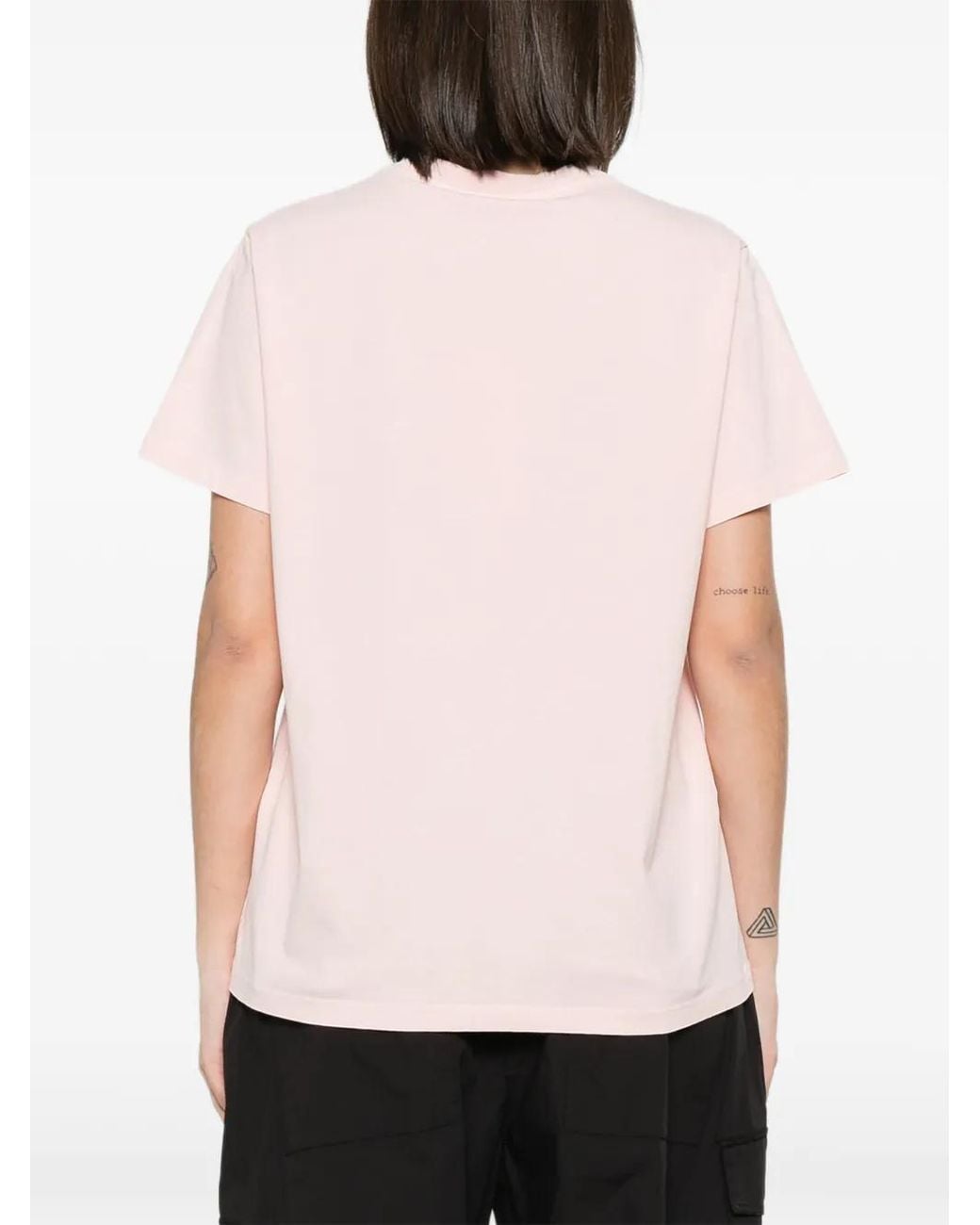 Ganni Pink Floral-Print Round-Neck Recycled Cotton Organic Cotton T-Shirt