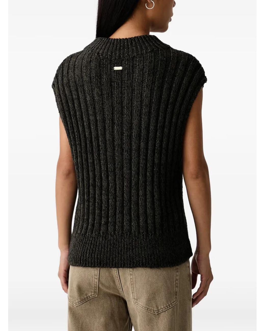 Barbour Black Anastasia Wool-Blend Sweater Vest
