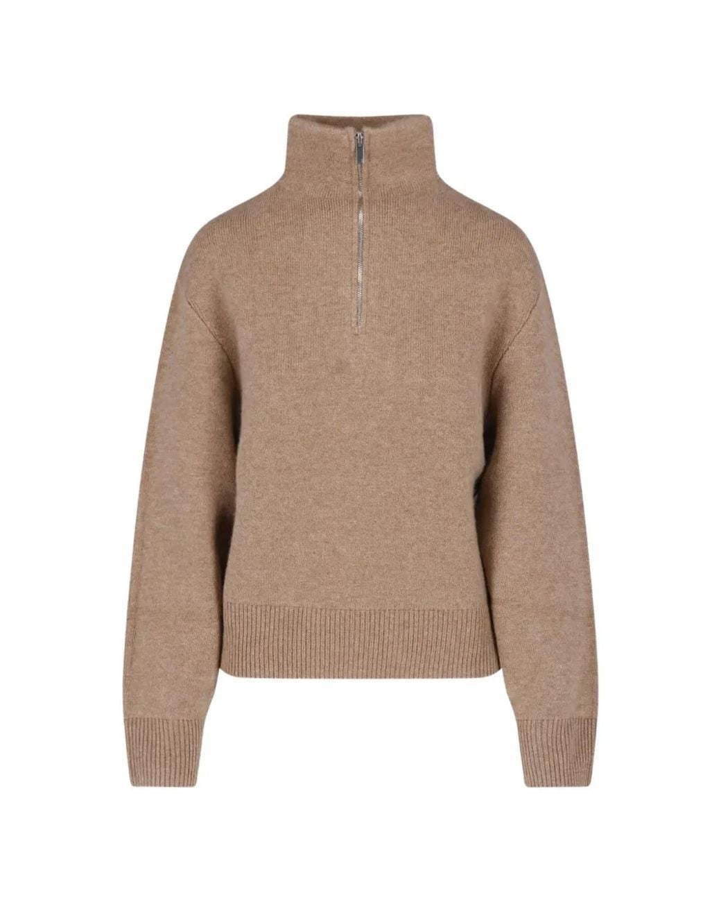 Almada Label Natural Quarter-Zip Knitted Sweater