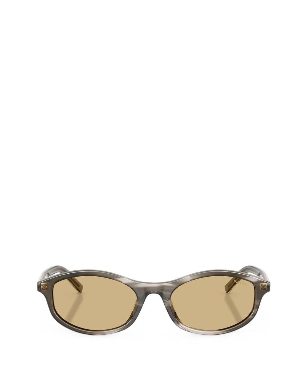 Prada Metallic Striped Oval-Frame Sunglasses