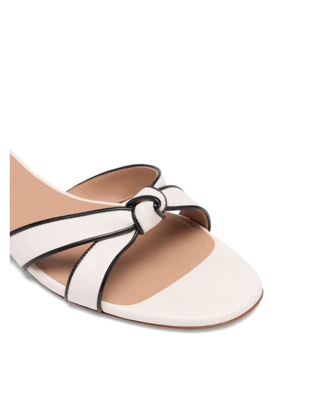 Malone Souliers White Raquel Knot Leather Flat Sandals