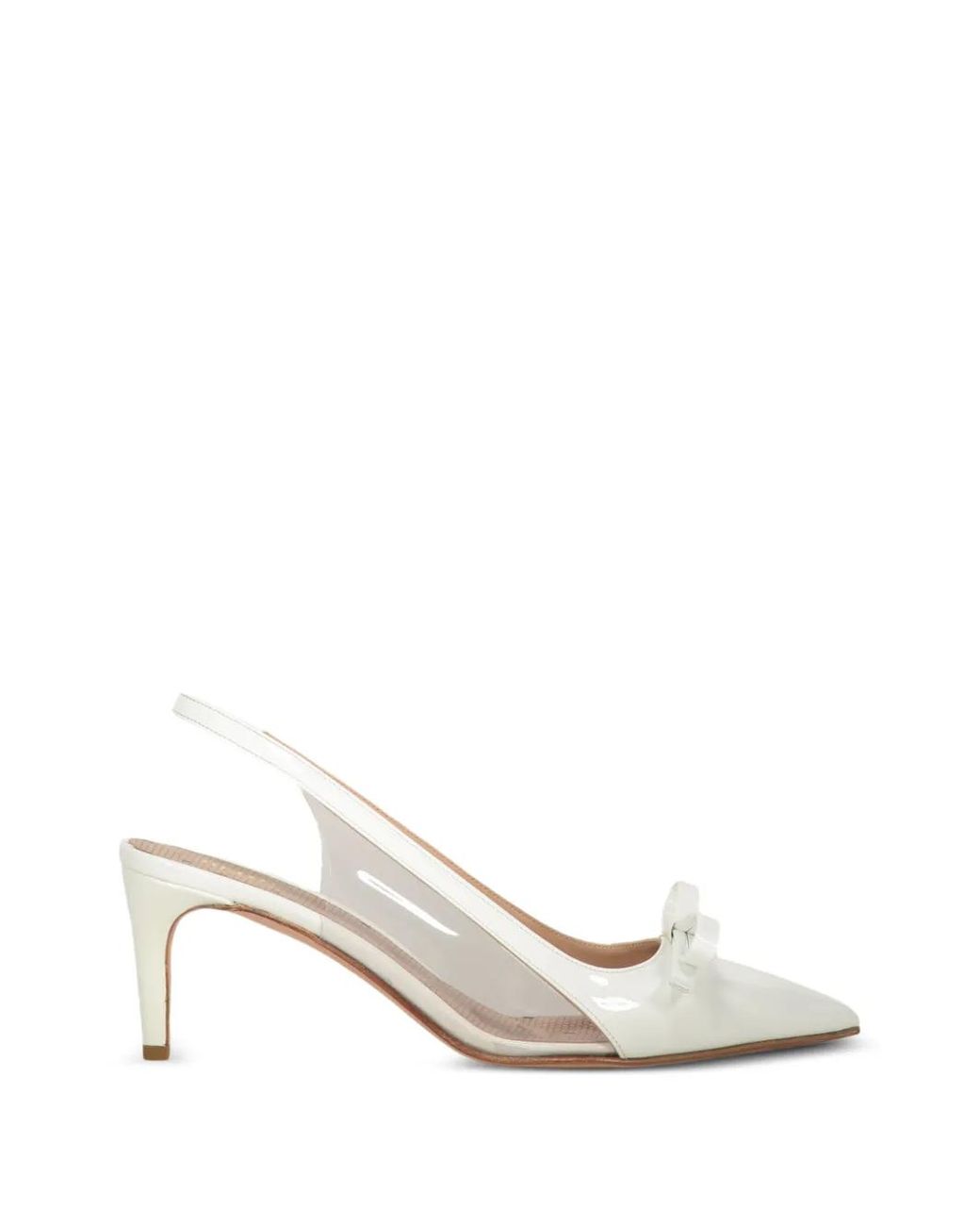 Red(v) White Bow-Detail Slingback Pumps