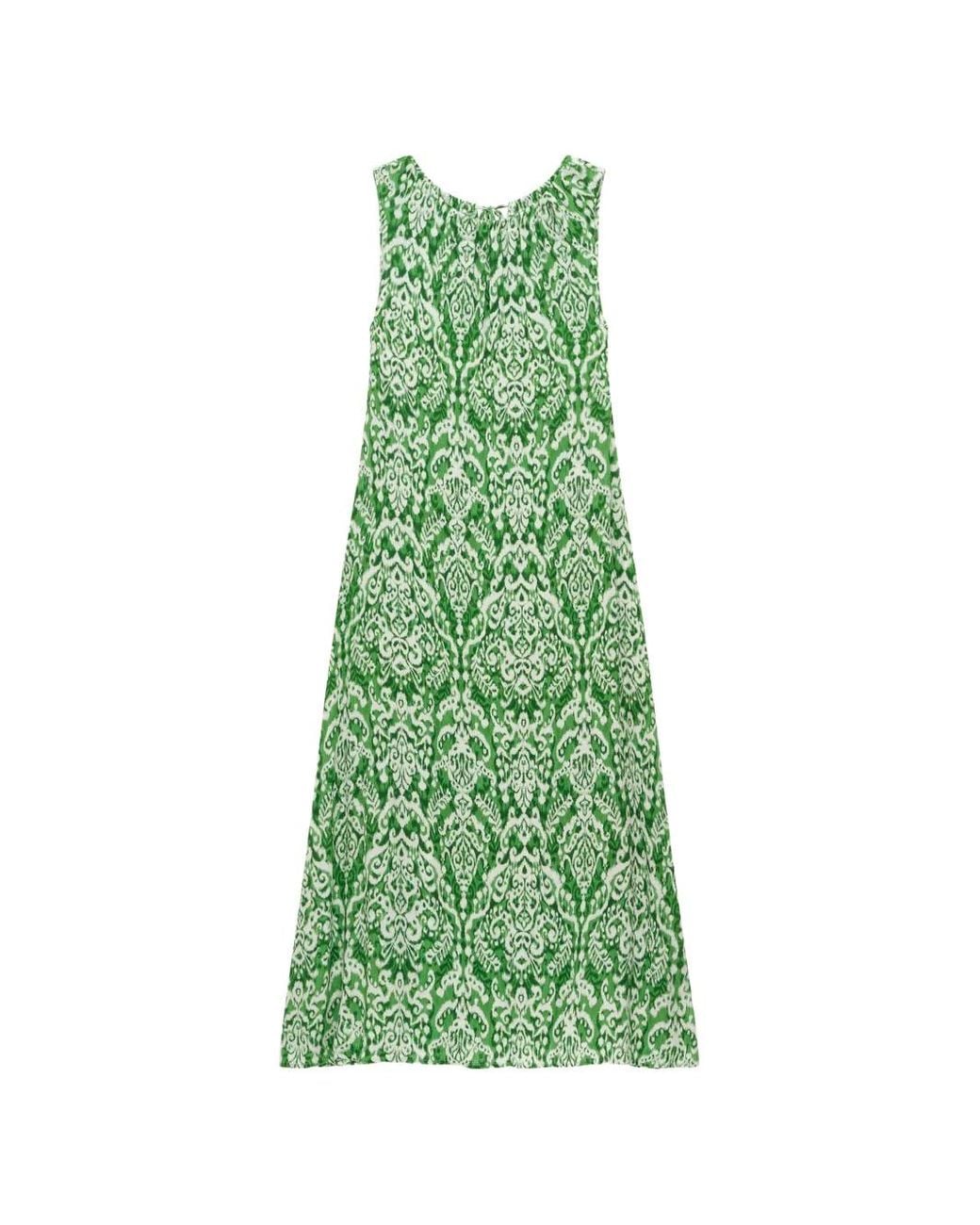 Maliparmi Green Dreamscape Ikat-Print Dress
