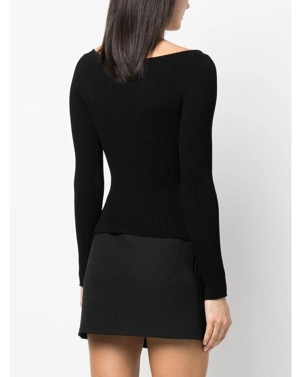 Courreges Black V-Neck Ribbed Jumper