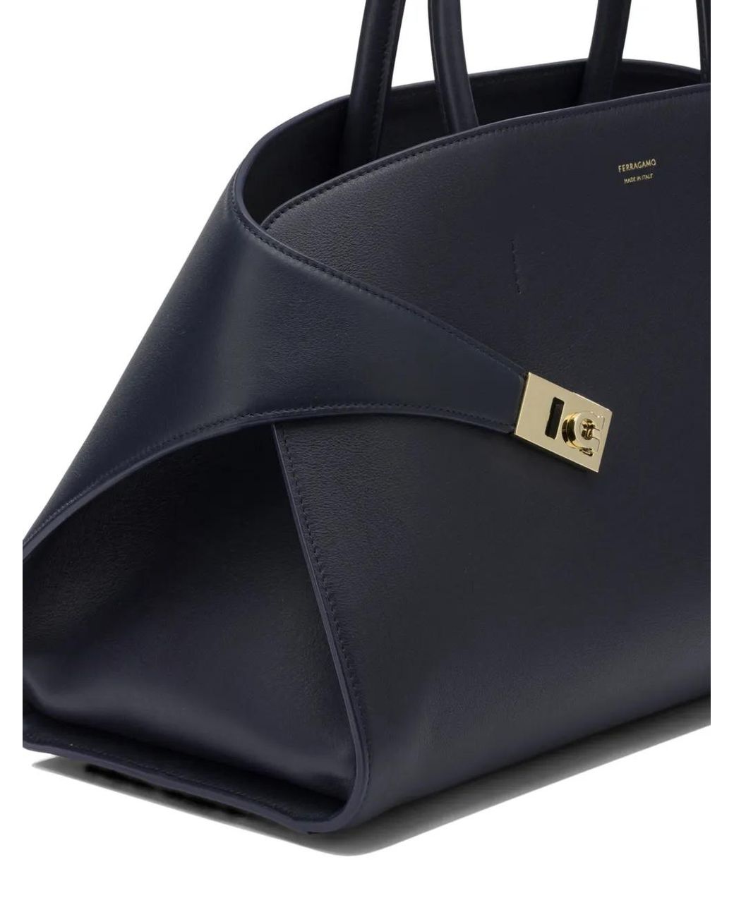 Ferragamo Blue Gancini-Plaque Leather Tote Bag