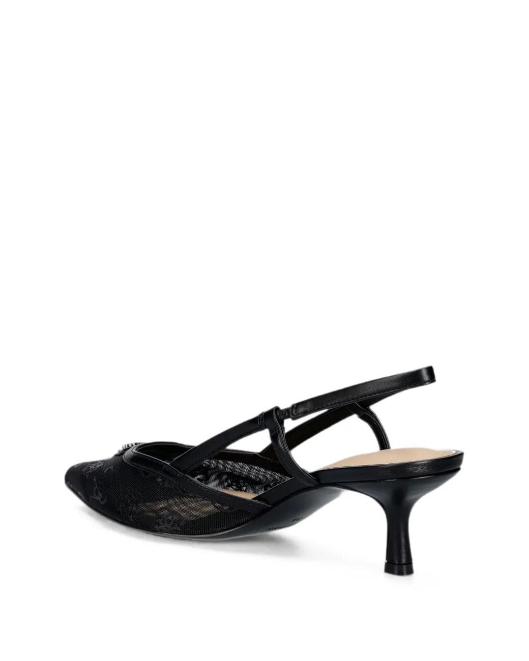 Guess Black Yanno Monogram-Print Logo-Plaque Pumps