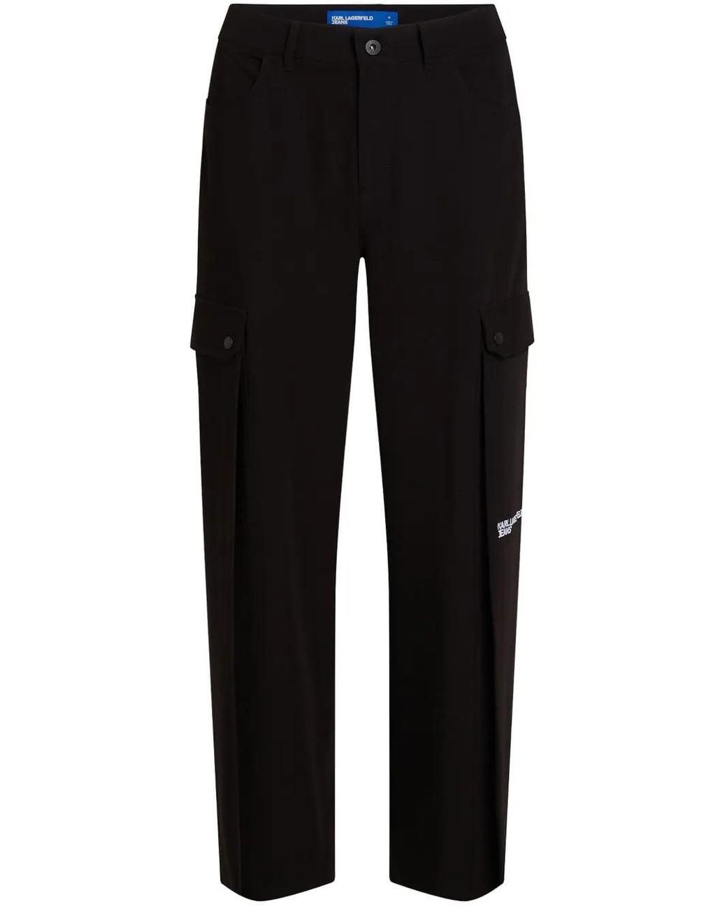 Karl Lagerfeld Black Wide-Leg Cargo Trousers