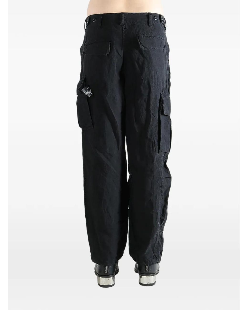 Undercover Black Linen Cargo Pants for men