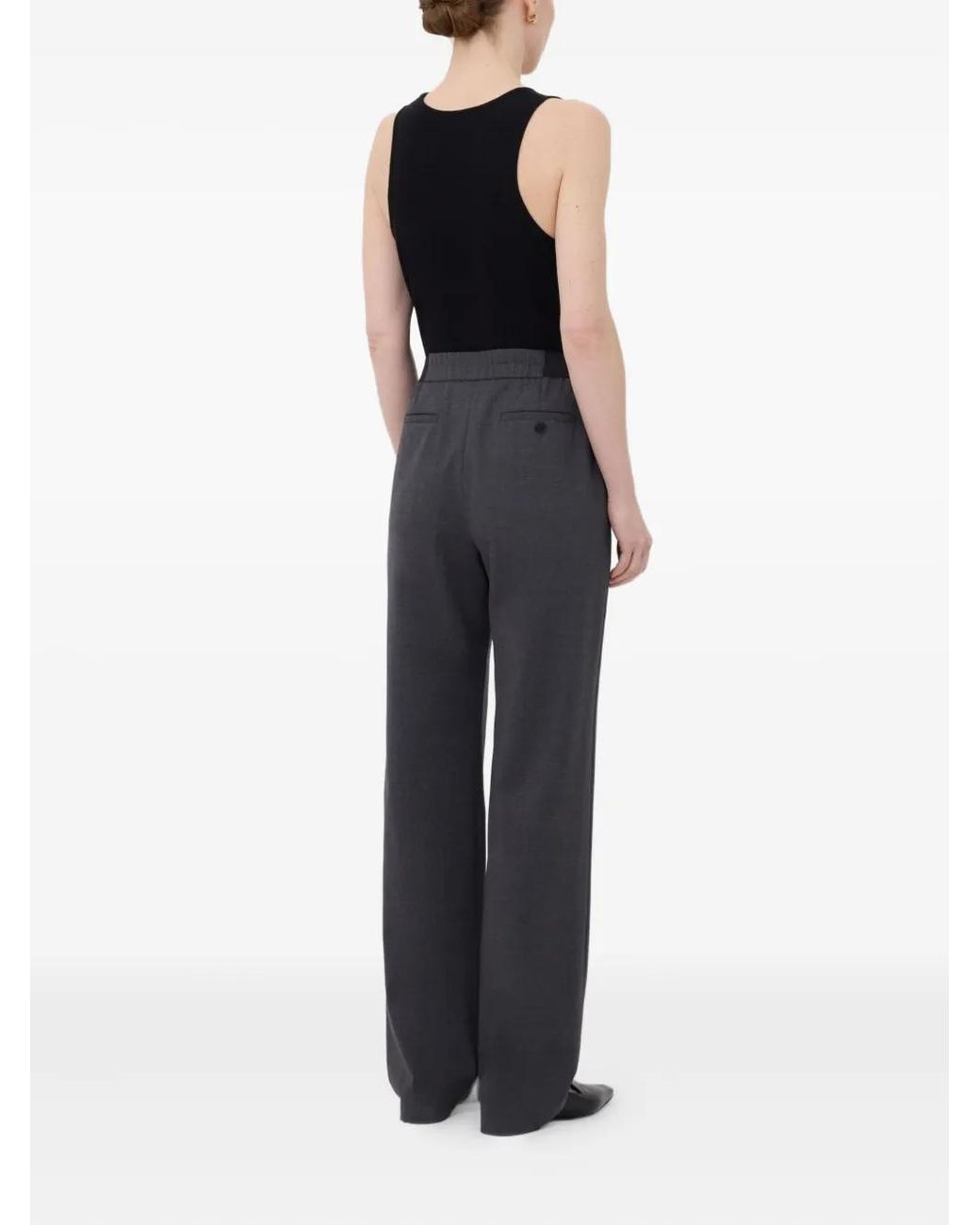Loulou de Saison Gray Pleated Elasticated-Waist Straight Trousers