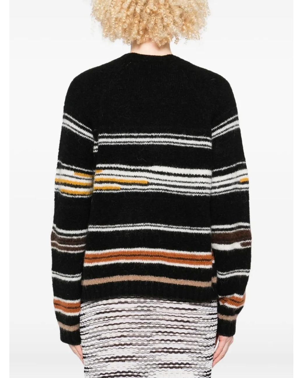 Missoni Black Horizontal Striped Knit Crewneck Sweater