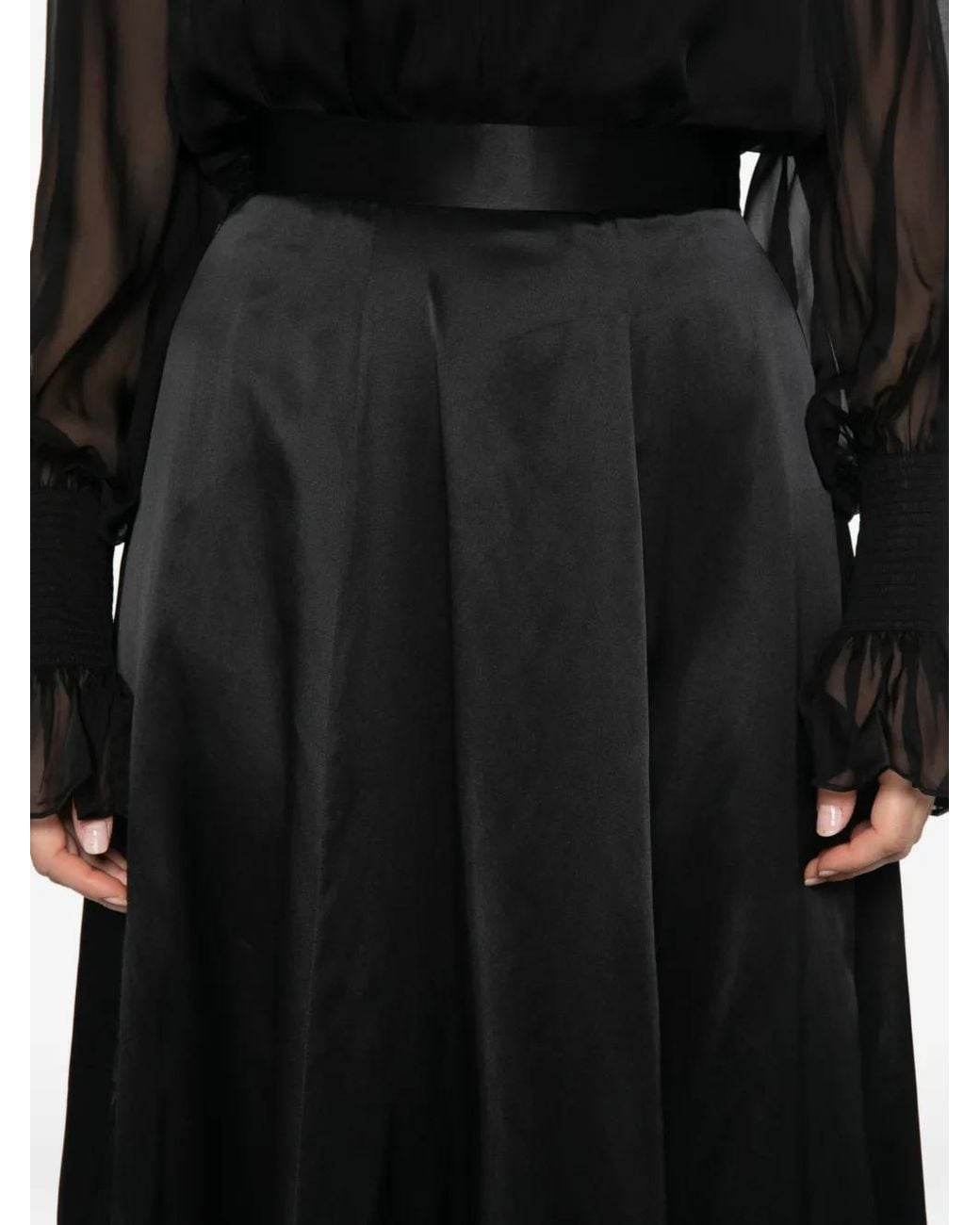 Temperley London Black Amerie Satin Skirt