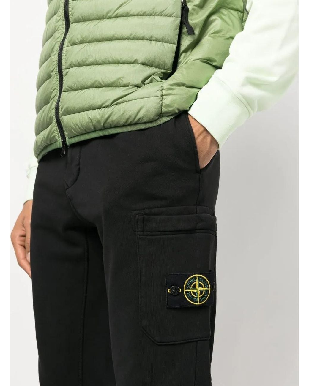 Stone Island Black Slim Fit Joggers With Pockets Organic Cotton Fleece for men