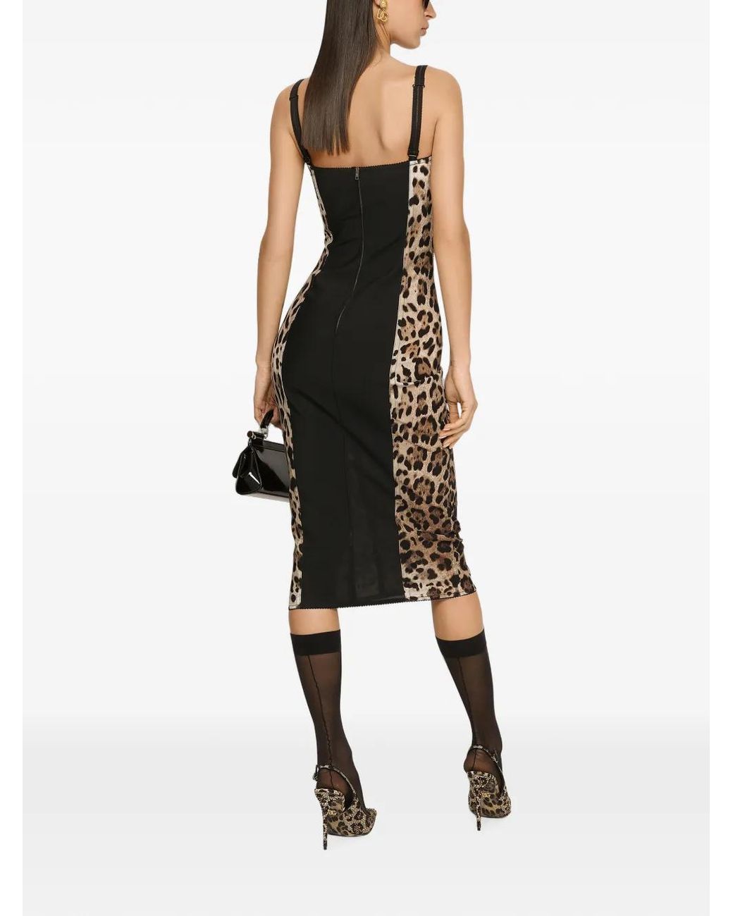 Dolce & Gabbana Natural Leopard-Print Midi Dress