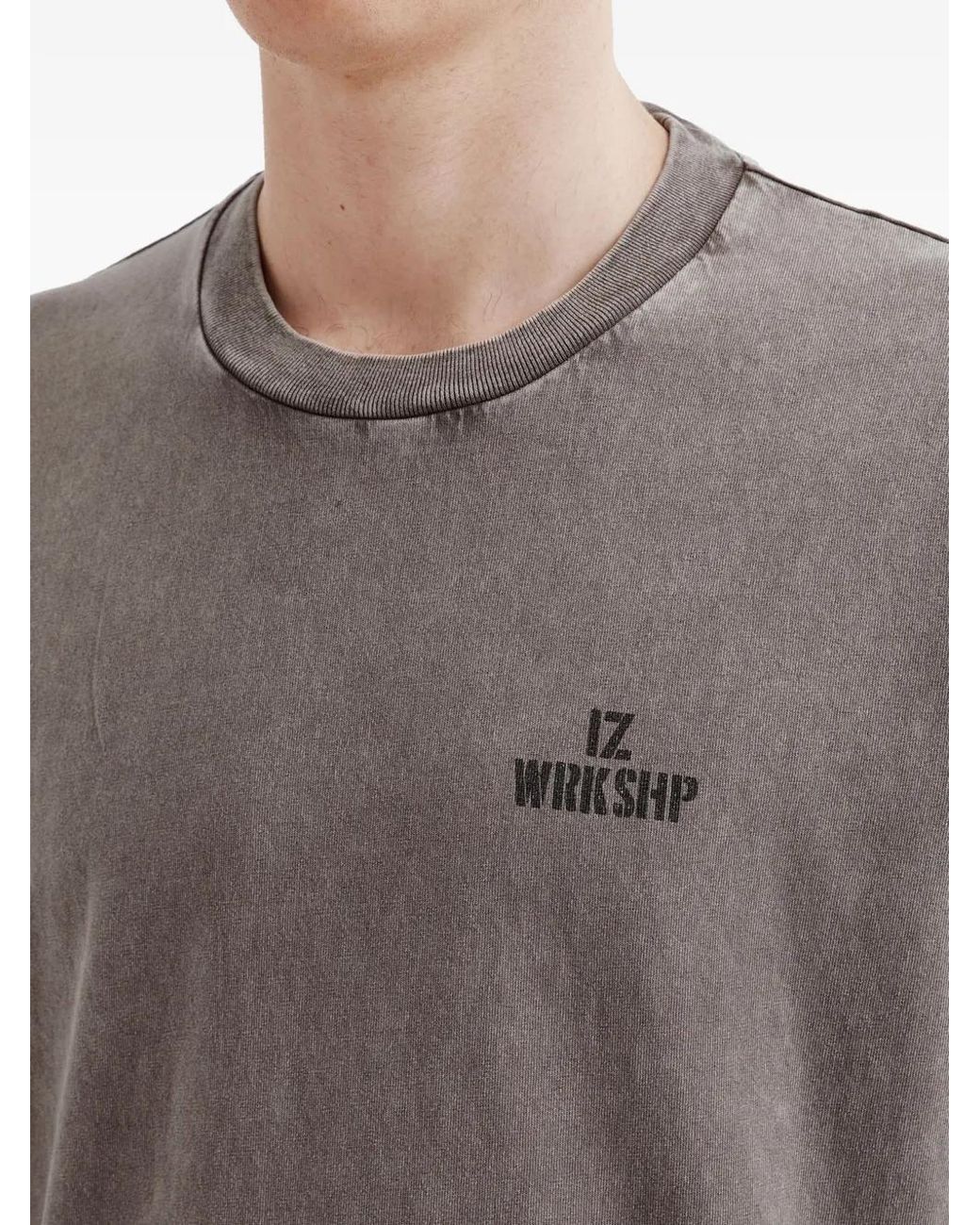 Izzue Gray Logo-Print T-Shirt for men