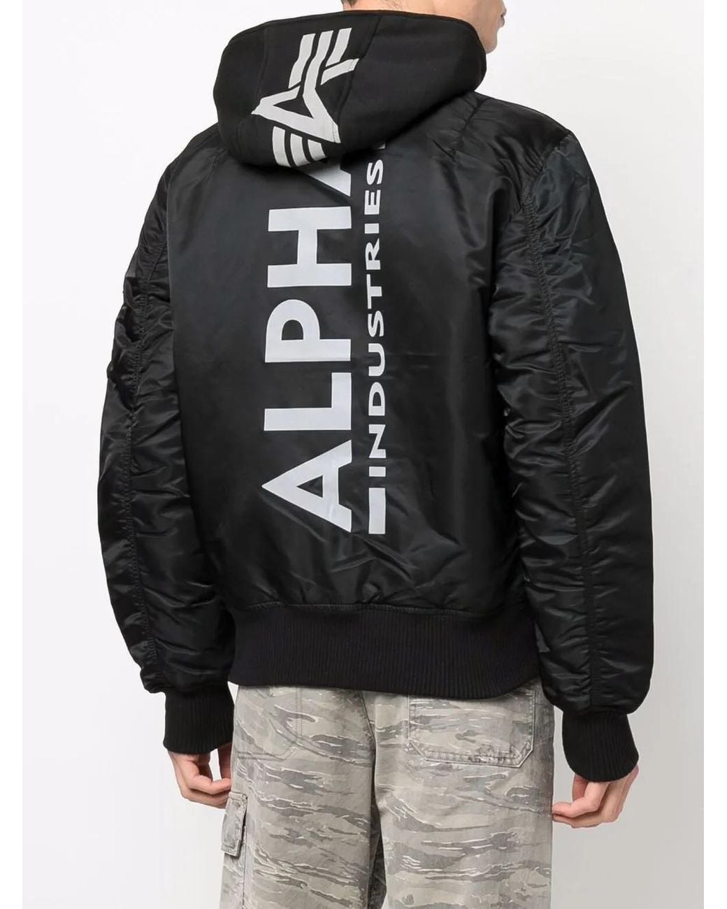 Alpha Industries Black Logo Bomber Jacket for men