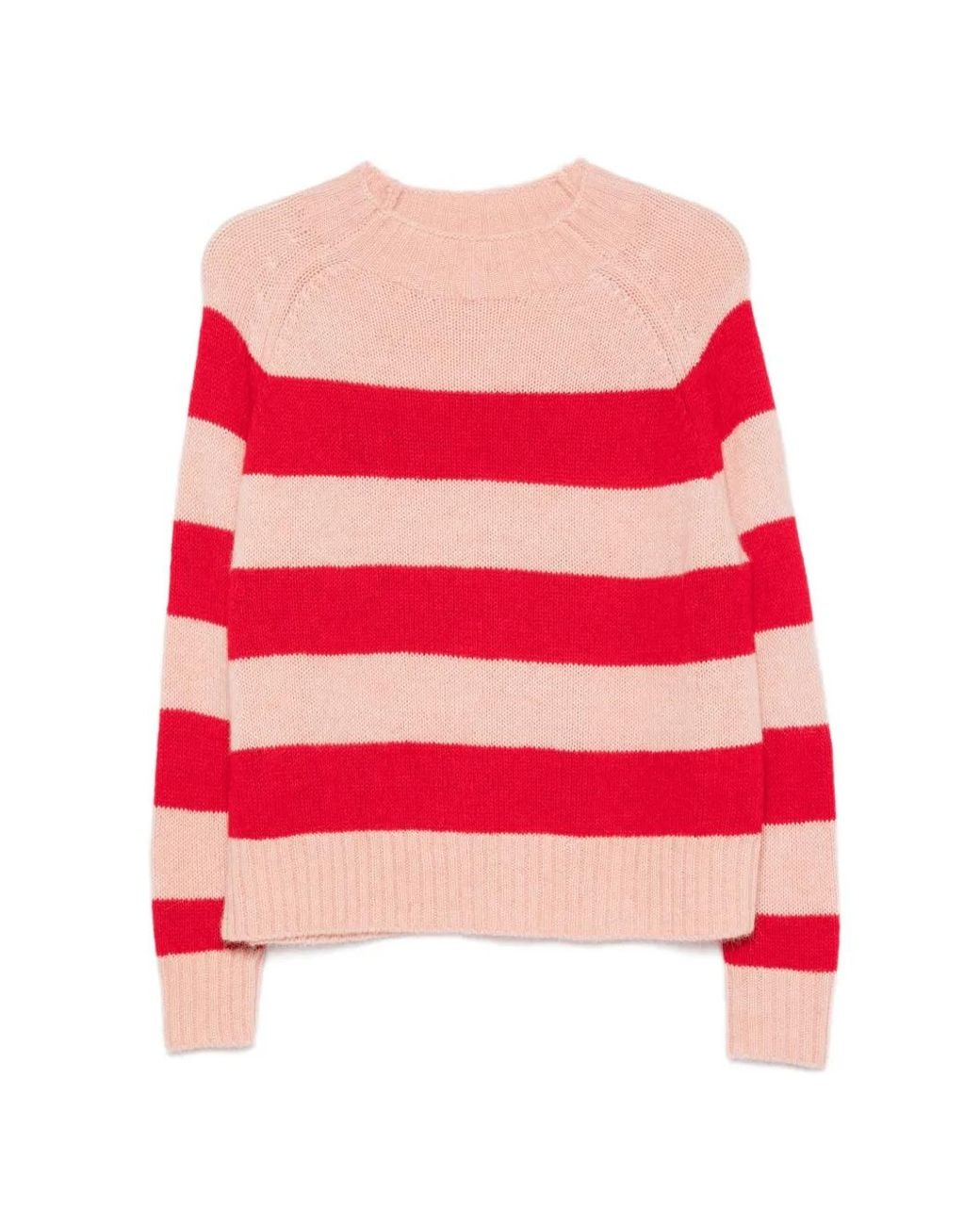 Psophia Red Striped Raglan-Sleeve Wool Sweater