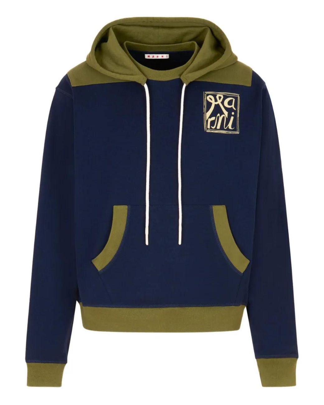 Marni Blue Colour-Block Hoodie for men