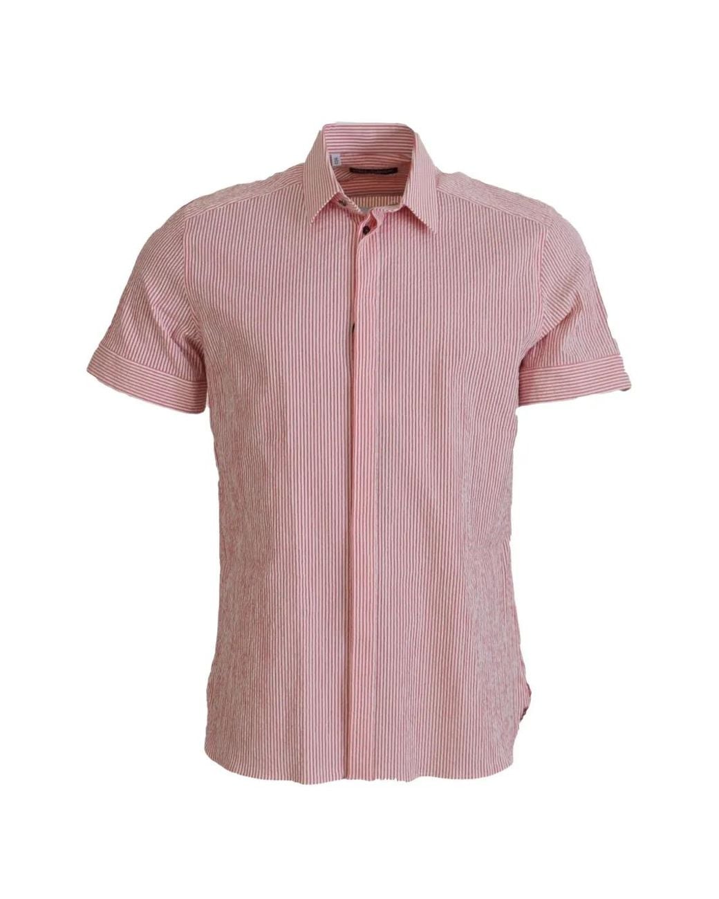 Dolce & Gabbana Pink Striped Short-Sleeve Shirt for men