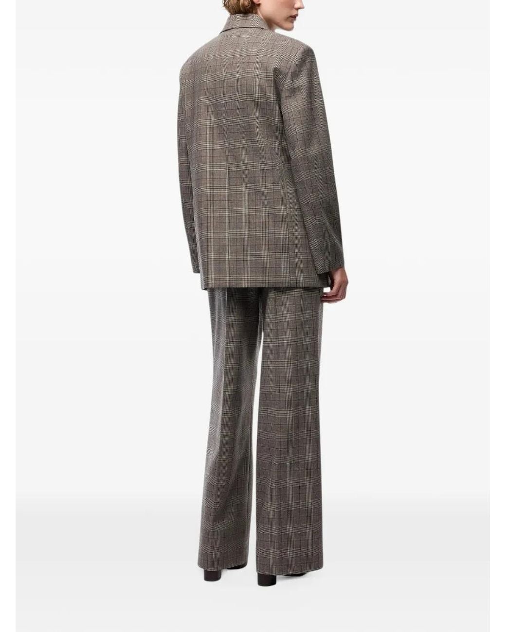 Pinko Gray Double-Breasted Check Jacket