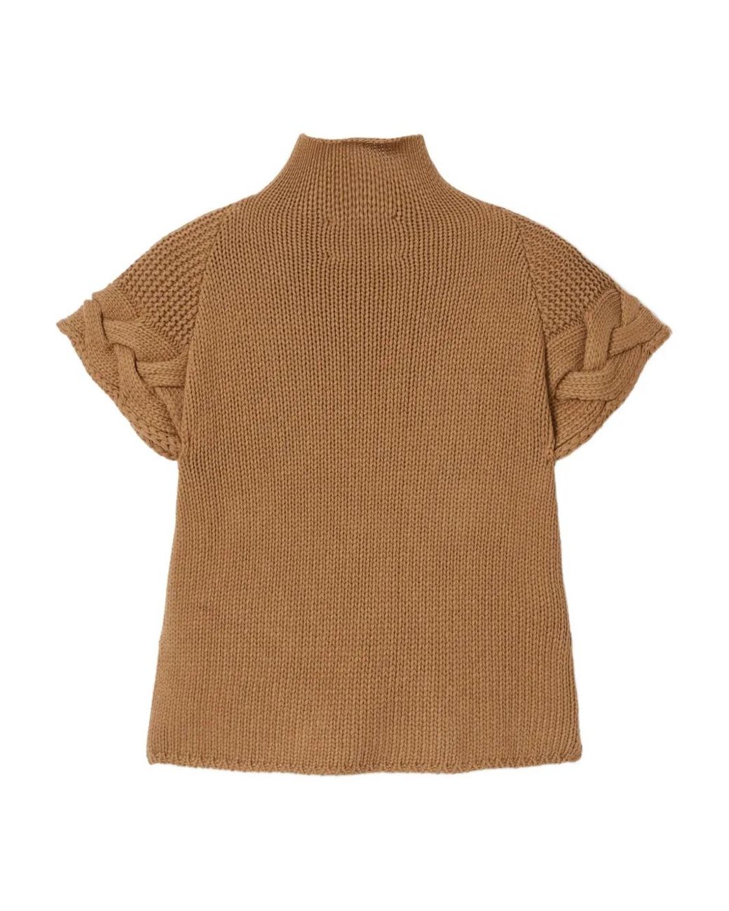 LaDoubleJ Brown Cable-Knit Short-Sleeve Sweater