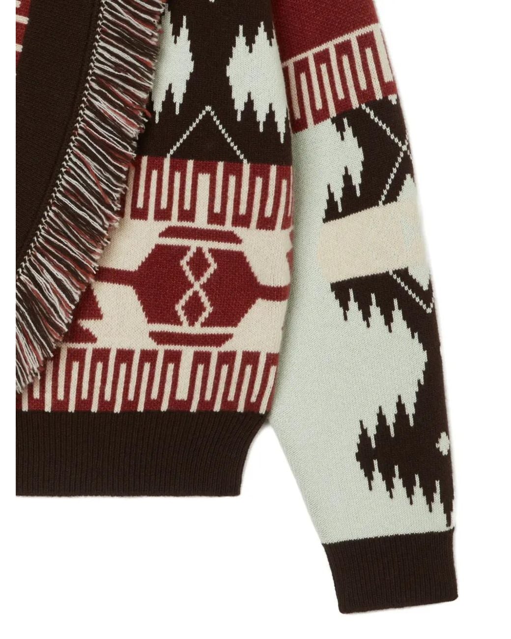 Alanui Brown Icon Jacquard Fringed Cardigan