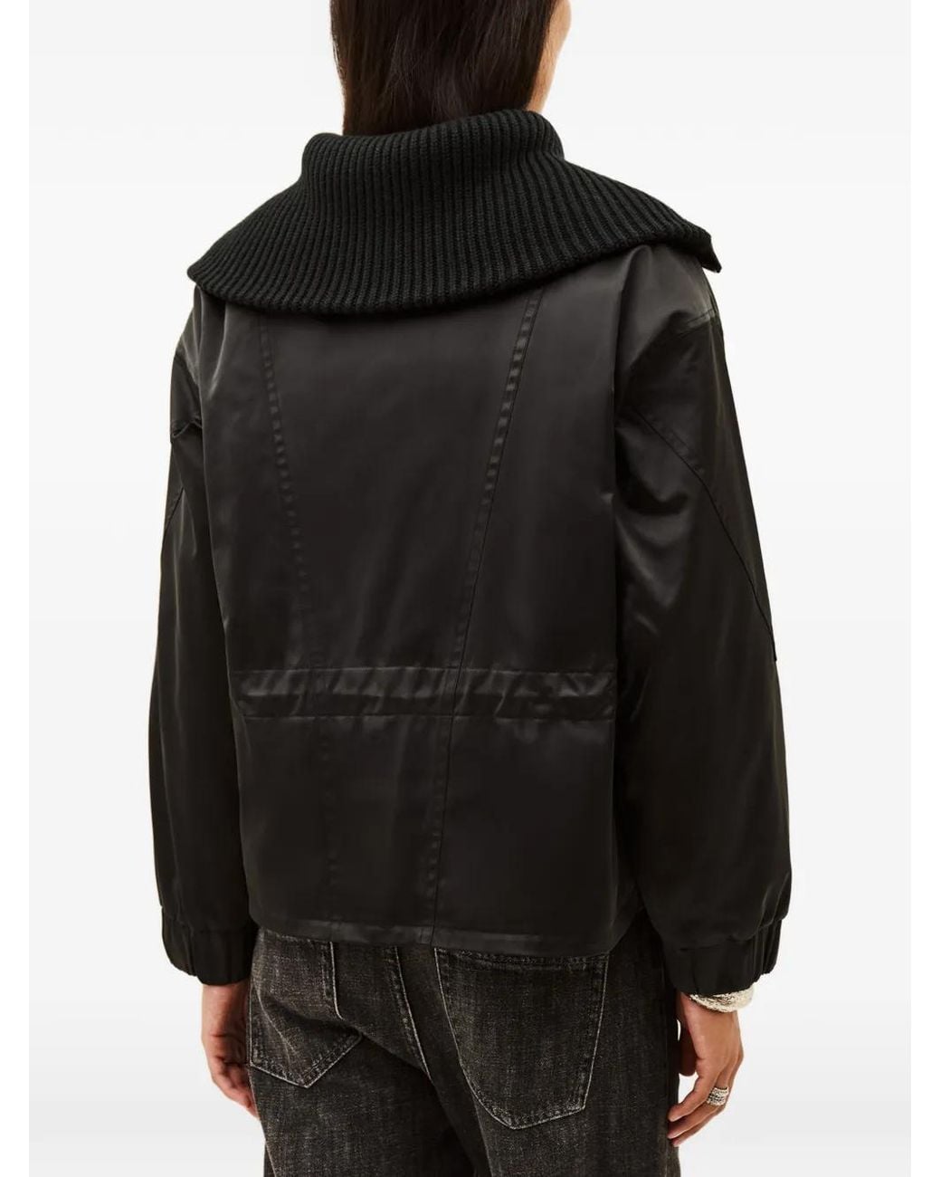 Ba&sh Black Indra Ribbed-Collar Jacket