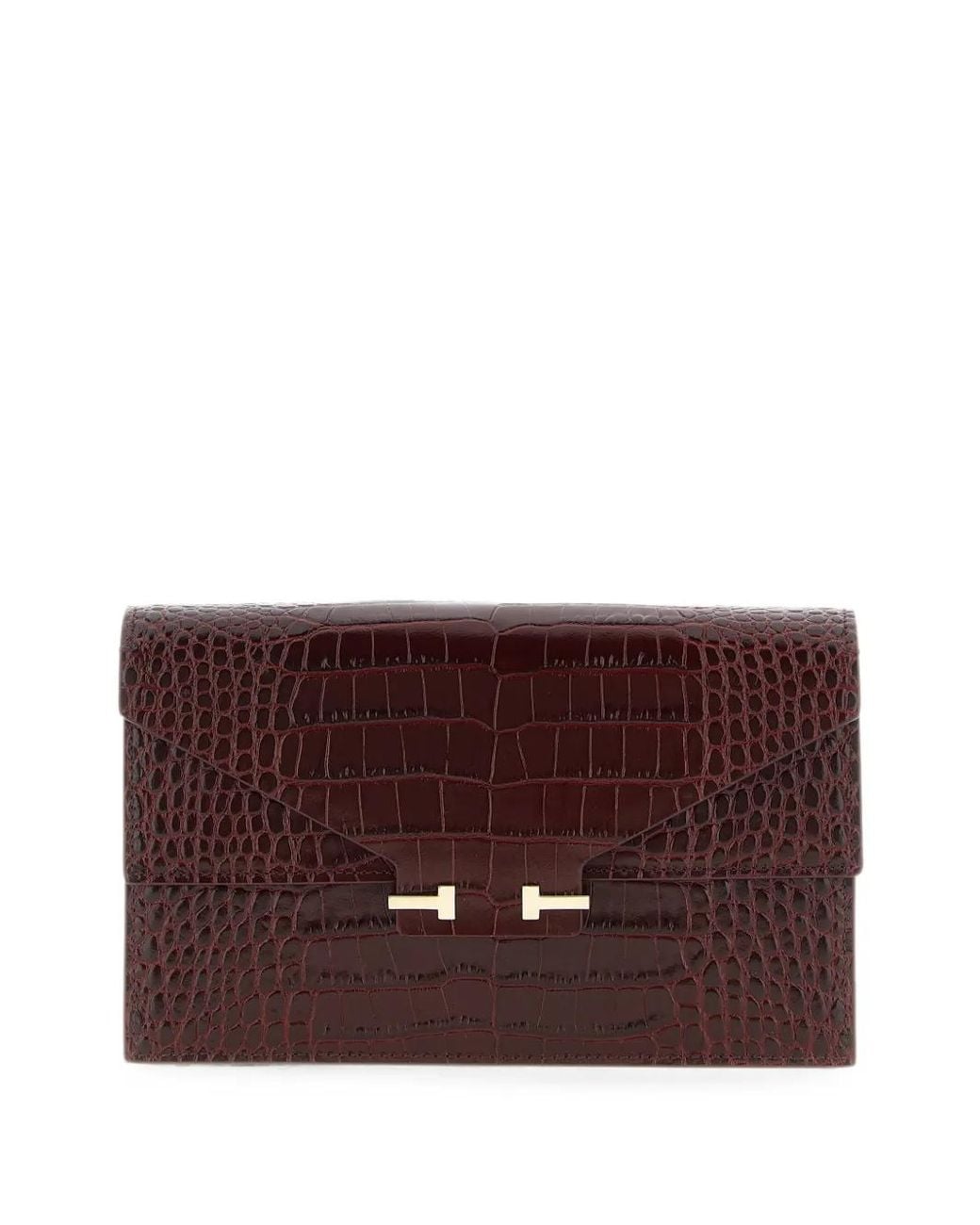 Tom Ford Purple Aube Crocodile-Effect Clutch Bag