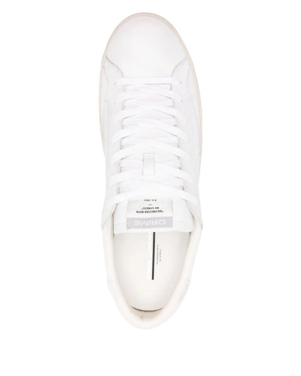 Crime London White Distressed-Effect Leather Sneakers for men