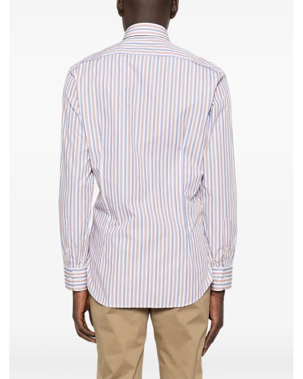 Etro White Striped Long-Sleeved Shirt for men
