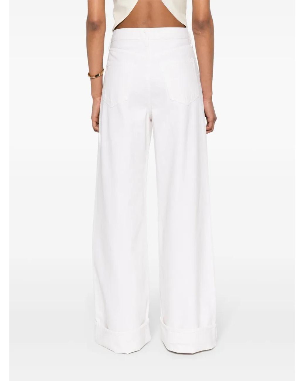 Agolde White Dame High-Rise Wide Leg Jeans