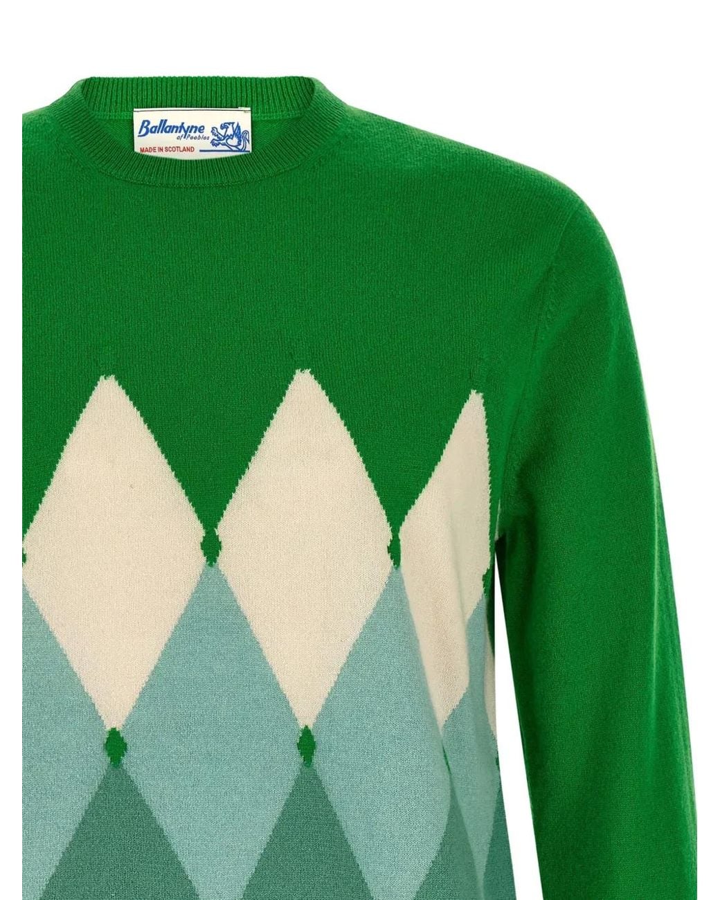 Ballantyne Green Argyle-Pattern Cashmere Sweater for men